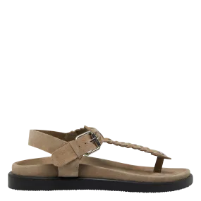 JONAK  Sandales plates en cuir velours westin - Marron