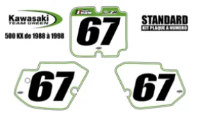 Kit plaques à n° incrusté - KAWASAKI 500 KX 1988 à 1998 MX STICKERS