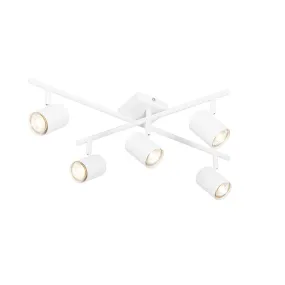Plafonnier moderne blanc 5 lumières orientable carré - Jeana